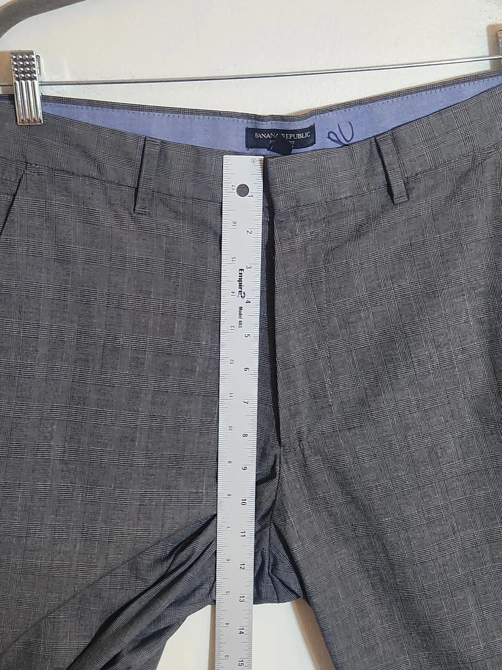 Banana Republic Men's Gray Plaid Straight Fit Pants Size 34 x 34